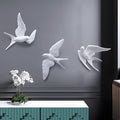 3 Pcs Swallows Bird Wall Sculpture, 3D White Birds Sparrows Swallows Decor, Outdoor/Indoor Peace Peace Dove Bird Figurines for Home, Garden and Patio (White)