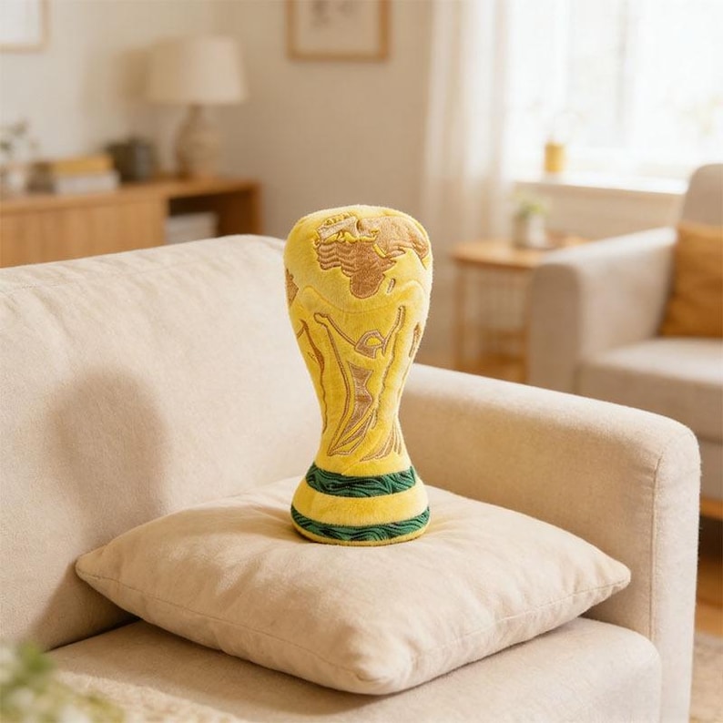 World Cup Trophy Plush Toy, 25cm Soft Stuffed Soccer Trophy Doll