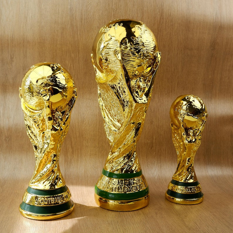 pack of 4, World Cup Trophy Replica,Golden Resin Soccer Tournament Figurine